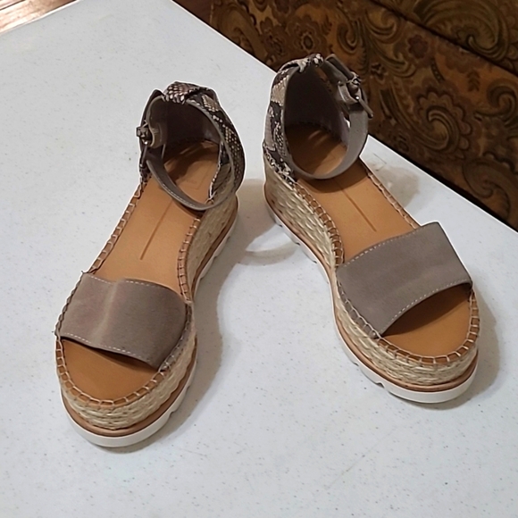 Dolce Vita snakeskin & suede platform espadrilles sandals size 8.5 - Picture 1 of 12